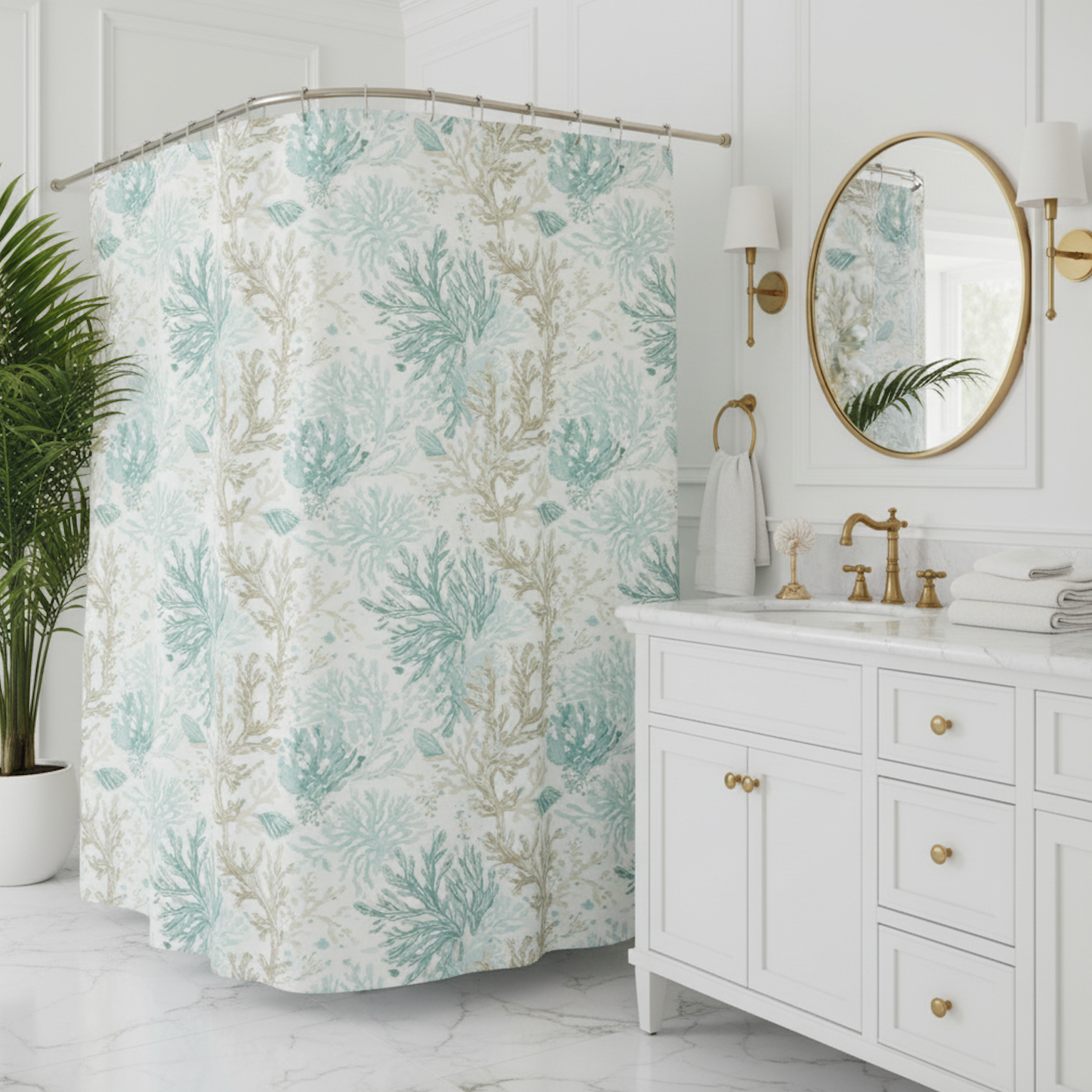 Light Aqua Coral Reef Shower Curtain