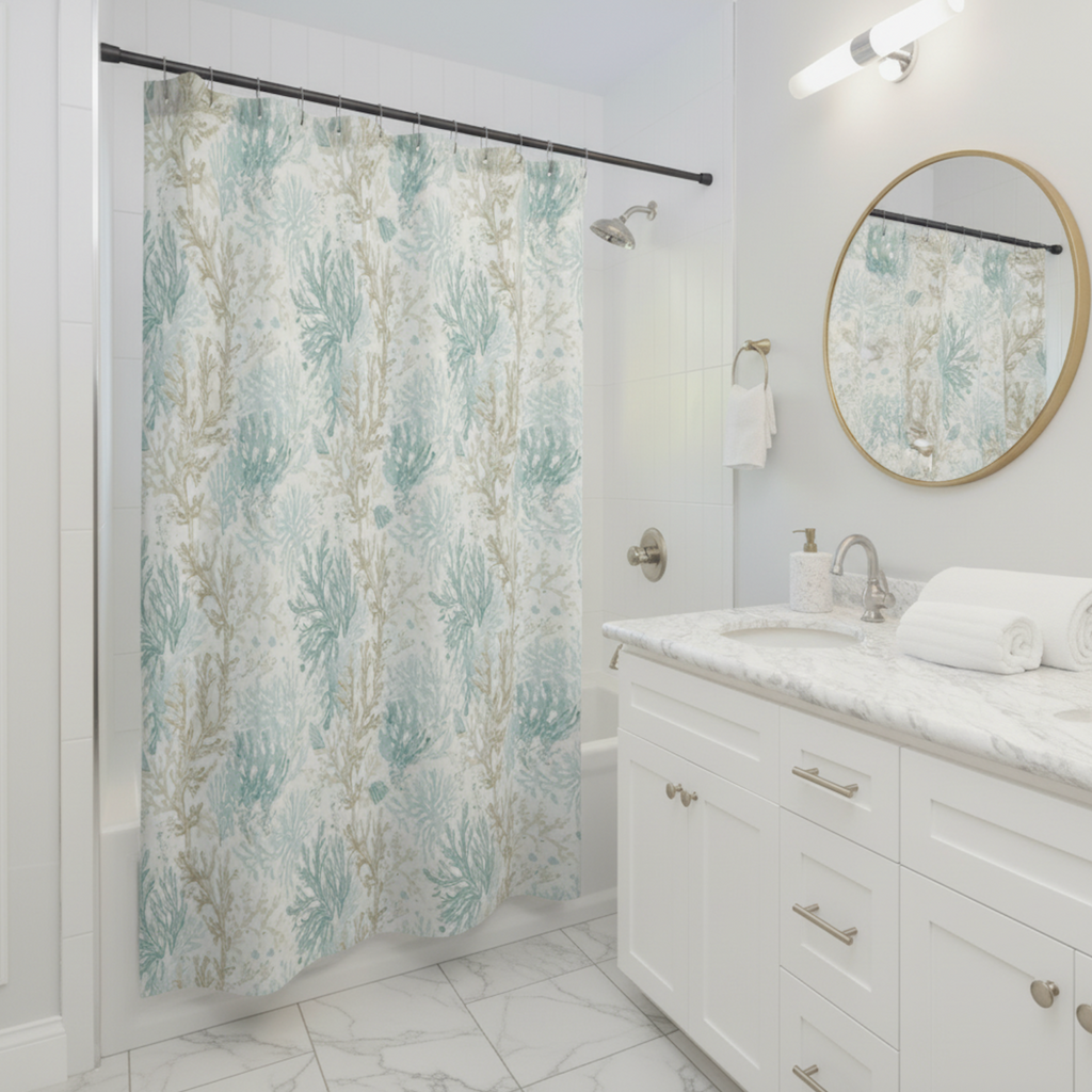 Light Aqua Coral Reef Shower Curtain