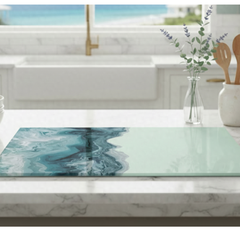 Abstract Wave Glass Cutting Board