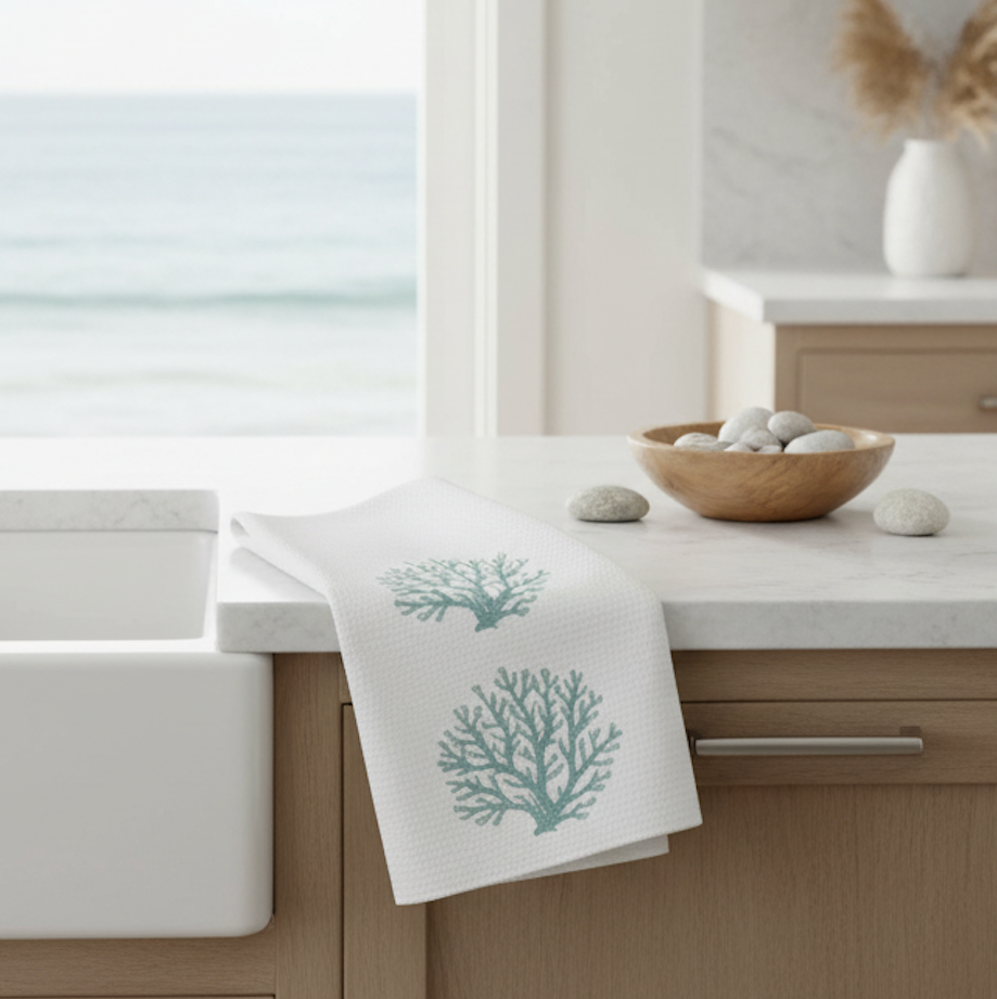 Aqua Coral Reef Kitchen Towel