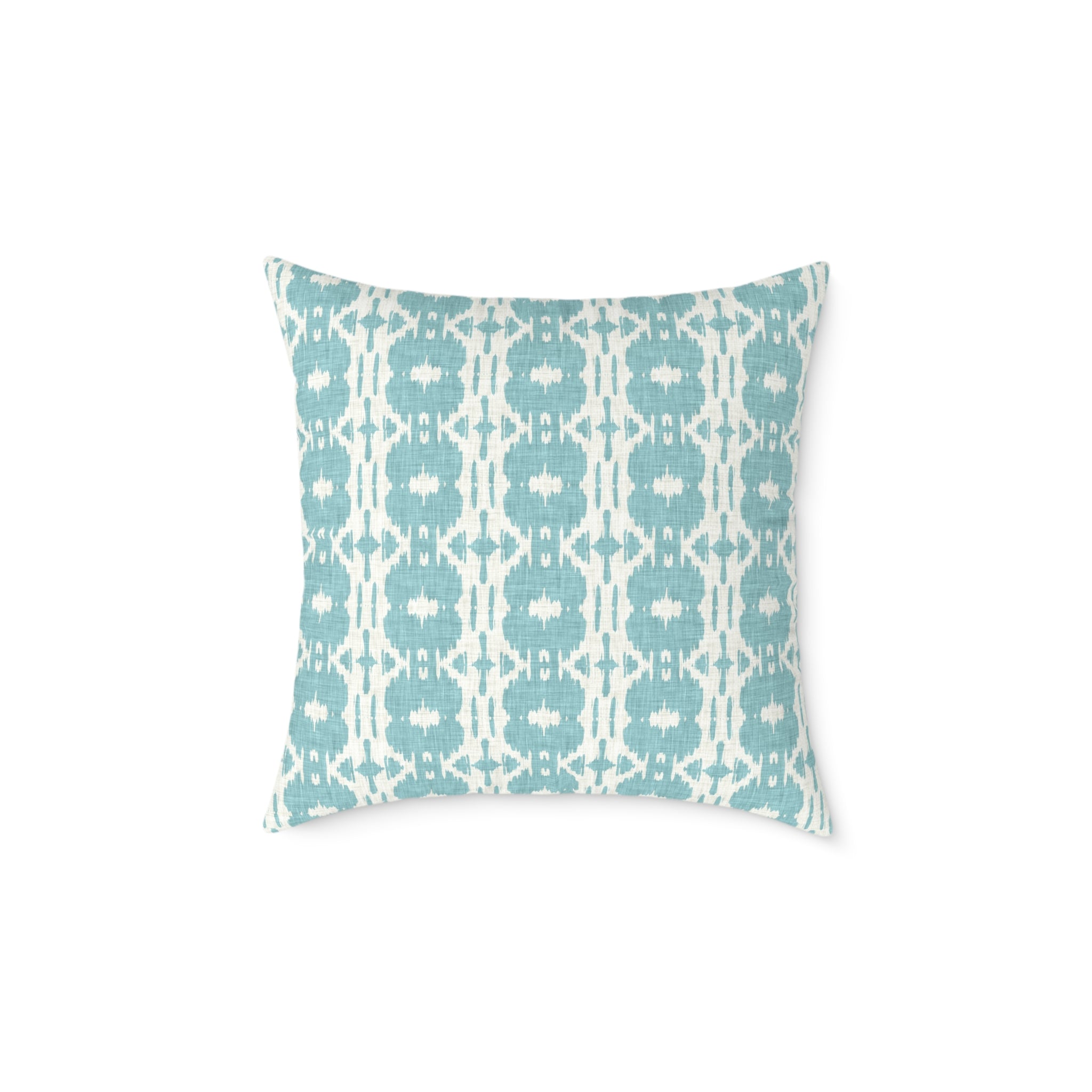 Teal Ikat Pattern Throw Pillow