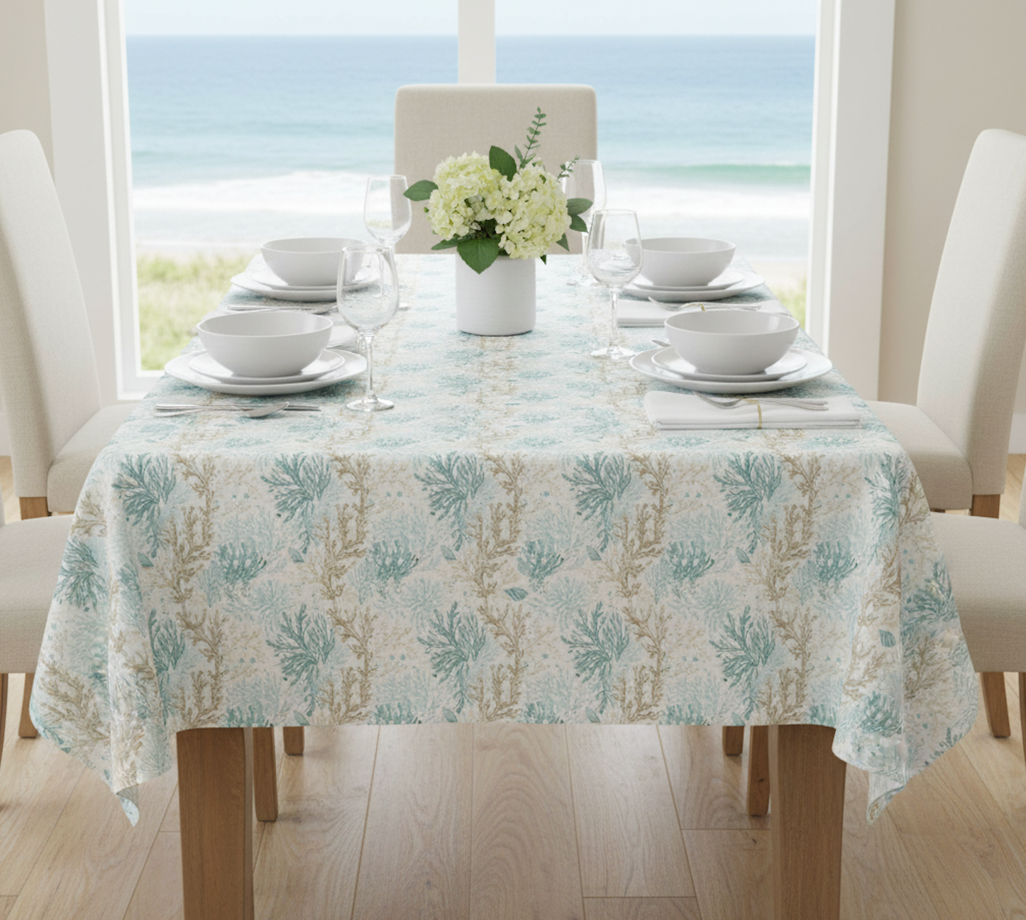 Aqua Coral Tablecloth