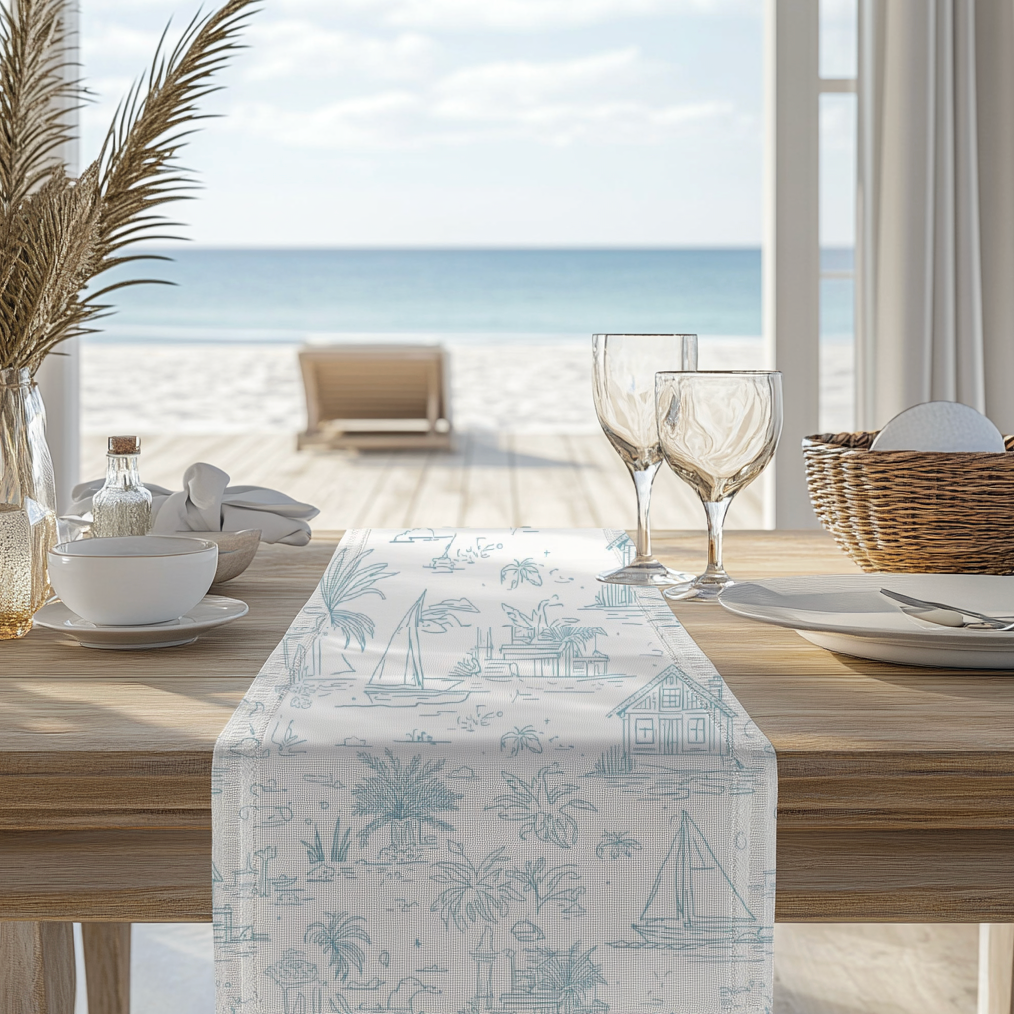 Coastal Toile Table Runner