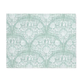 Aqua Seahorse Damask Placemat with teal damask pattern and seahorse accents.