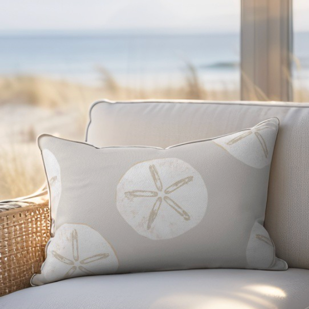 Neutral Sand Dollar Pattern Lumbar Pillow