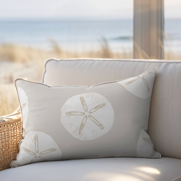 Neutral Sand Dollar Pattern Lumbar Pillow