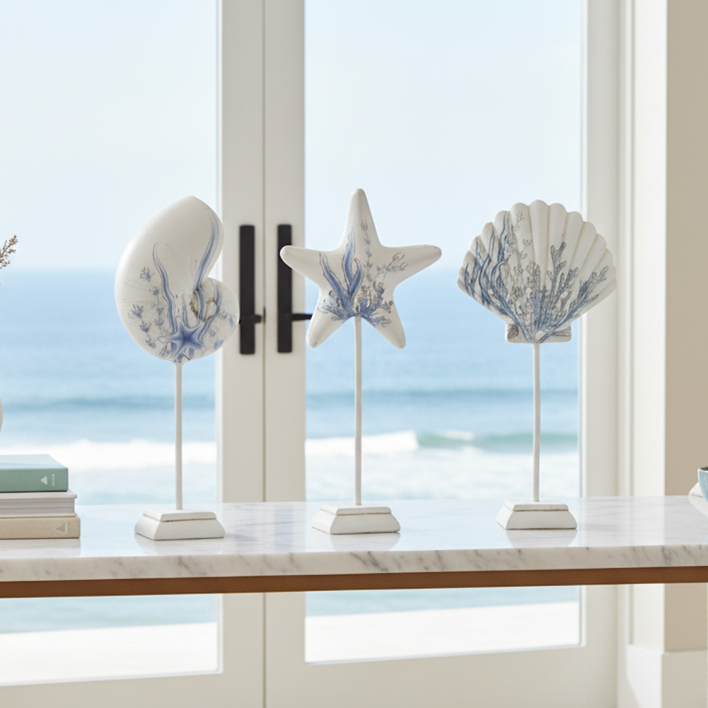 Coastal Sea Life Sculptures Set