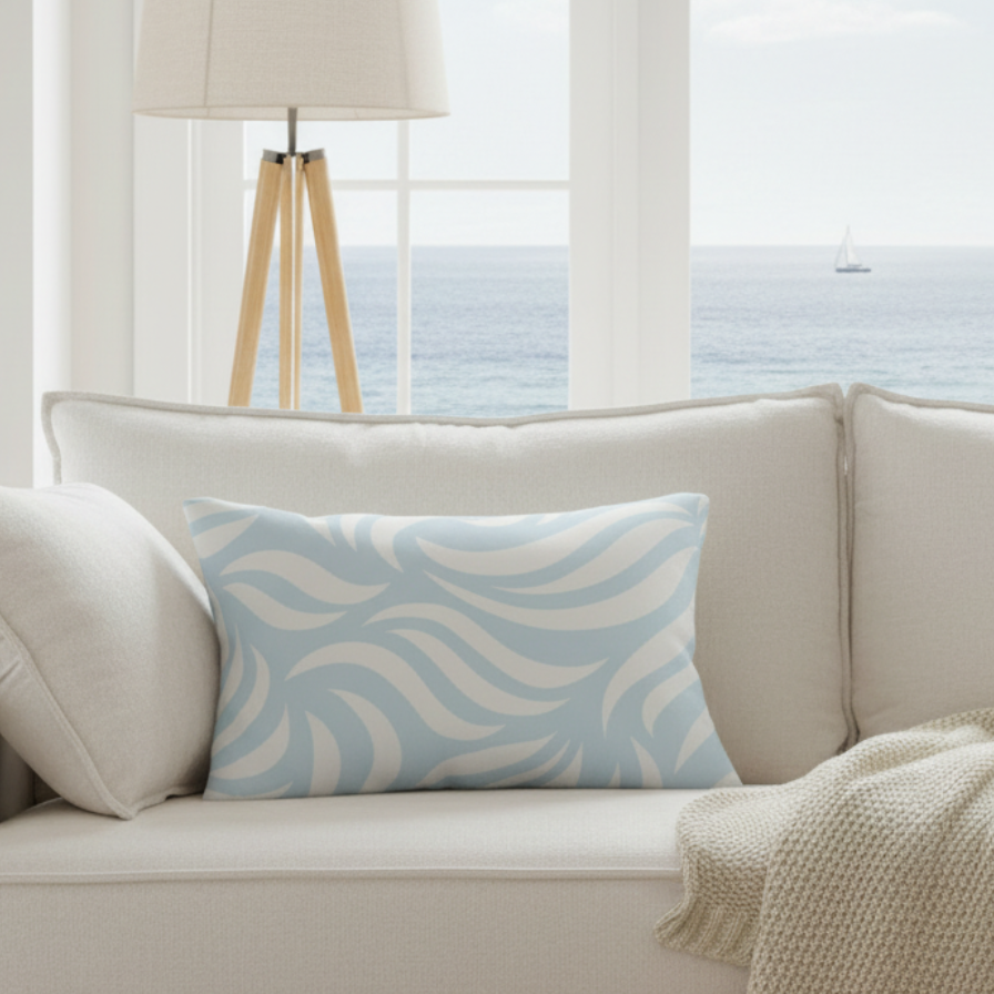 Abstract Coastal Lumbar Pillow