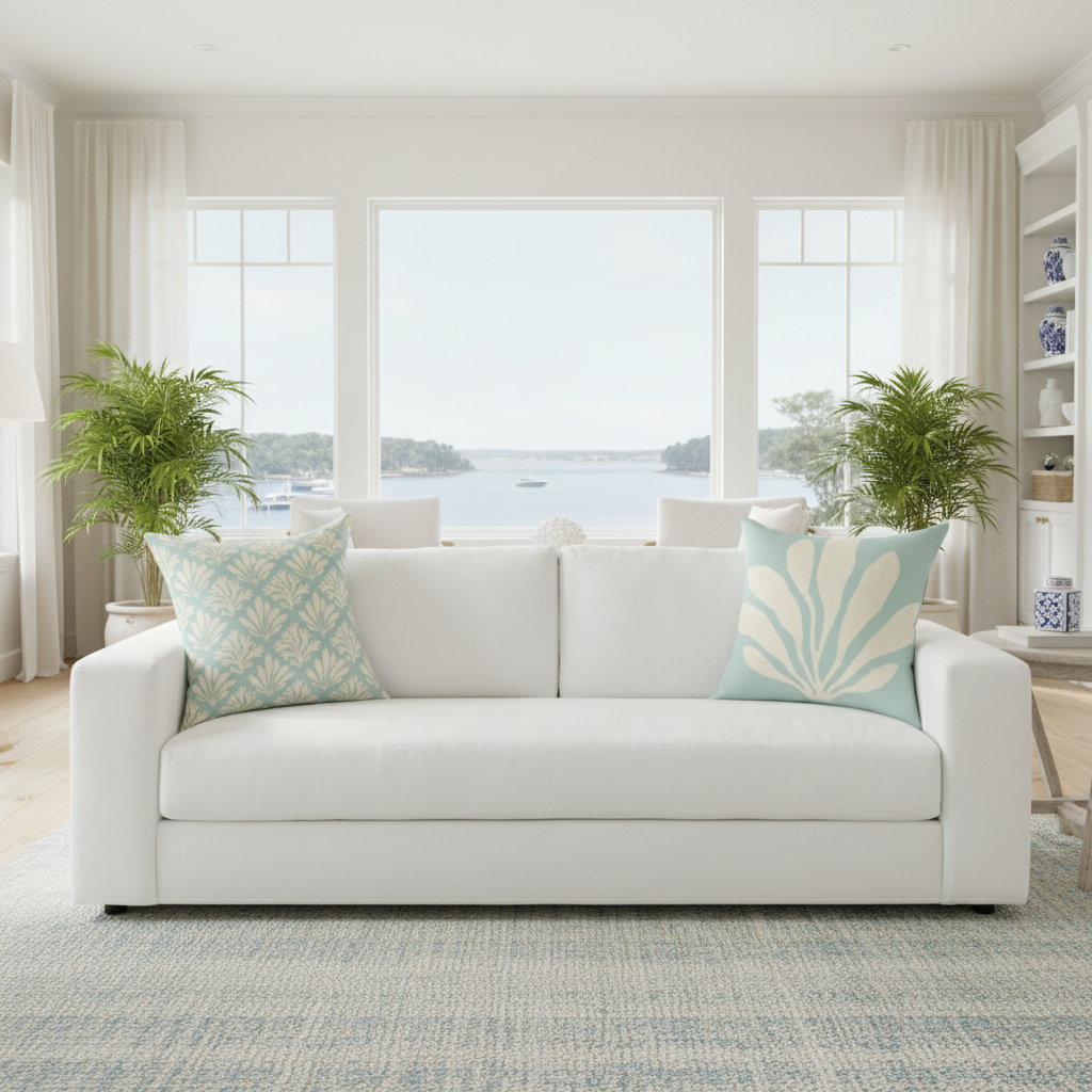 Seafoam Coral Double-Sided Throw Pillow