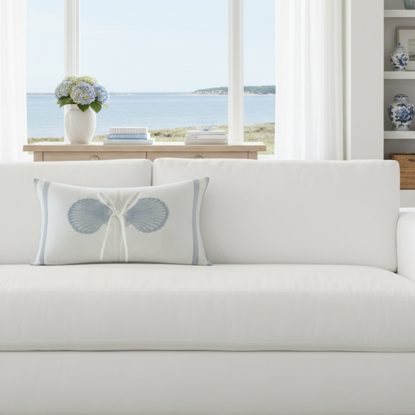 Coastal Seashell Decorative Lumbar Pillow