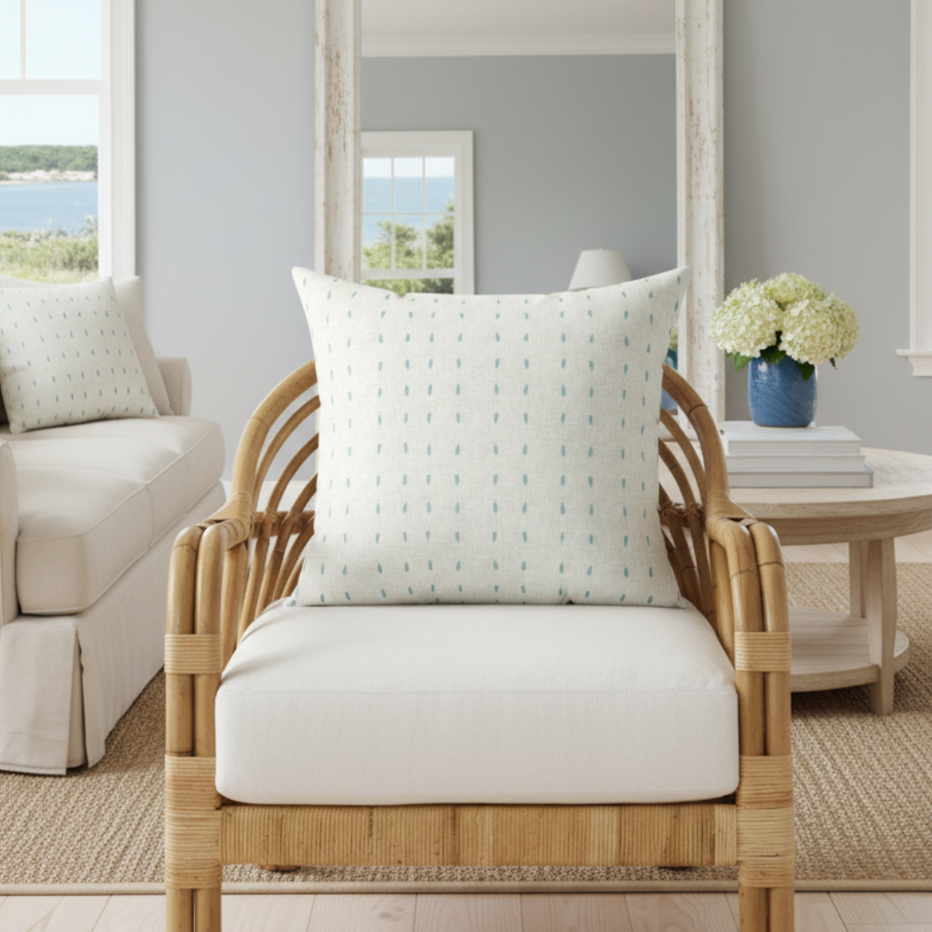 Turquoise Polka Dot Coastal Throw Pillow