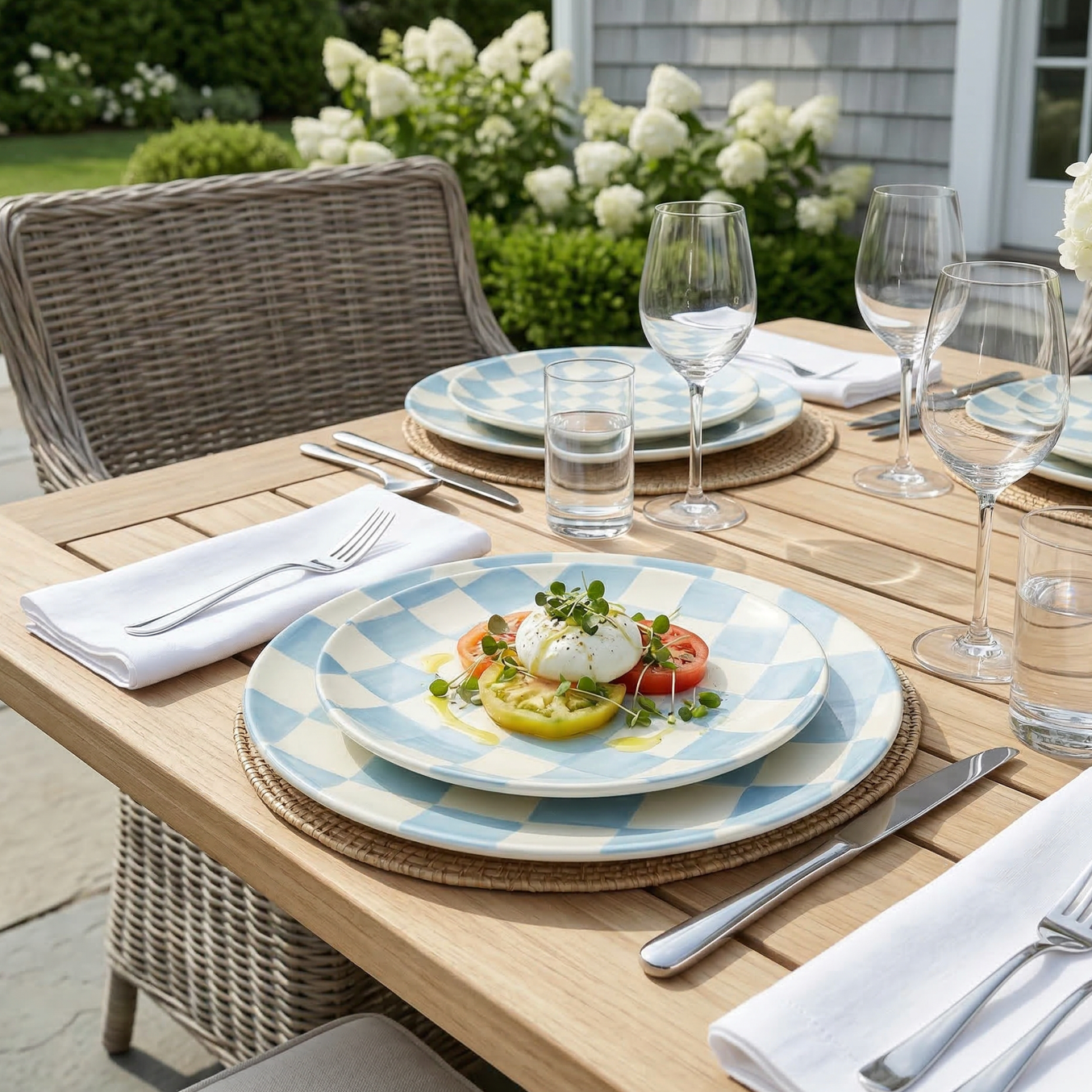 Light Blue Checkered Appetizer plates