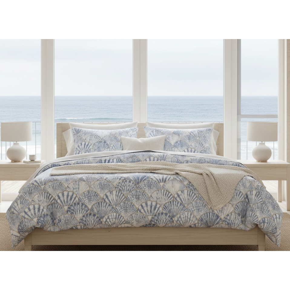 Blue Seashell Pattern Cotton Comforter