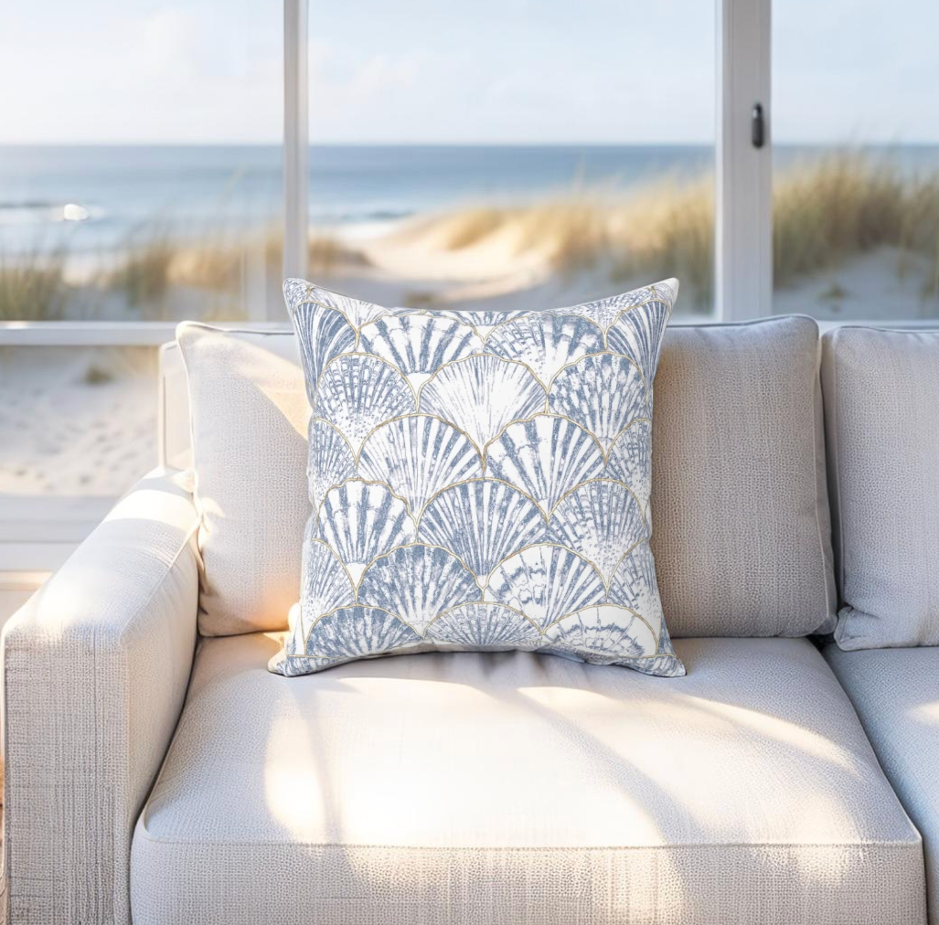 Coastal Seashell Throw Pillow
