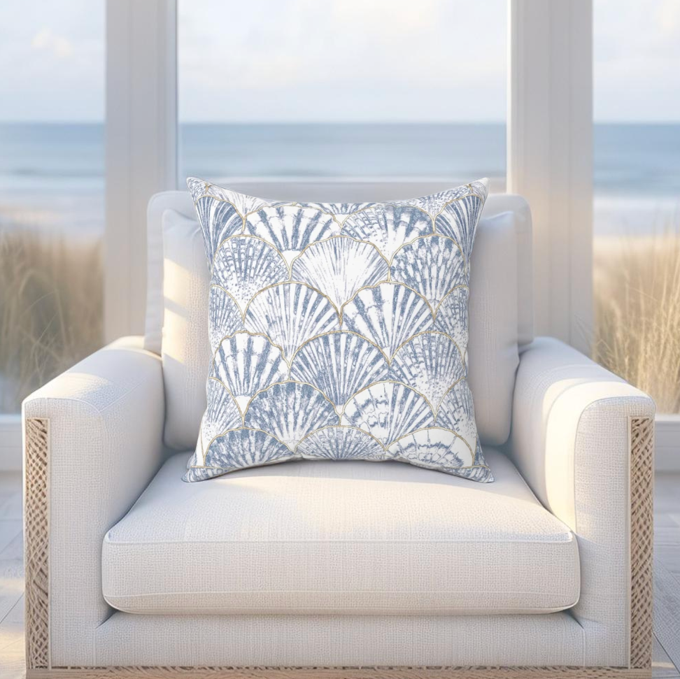 Coastal Seashell Throw Pillow