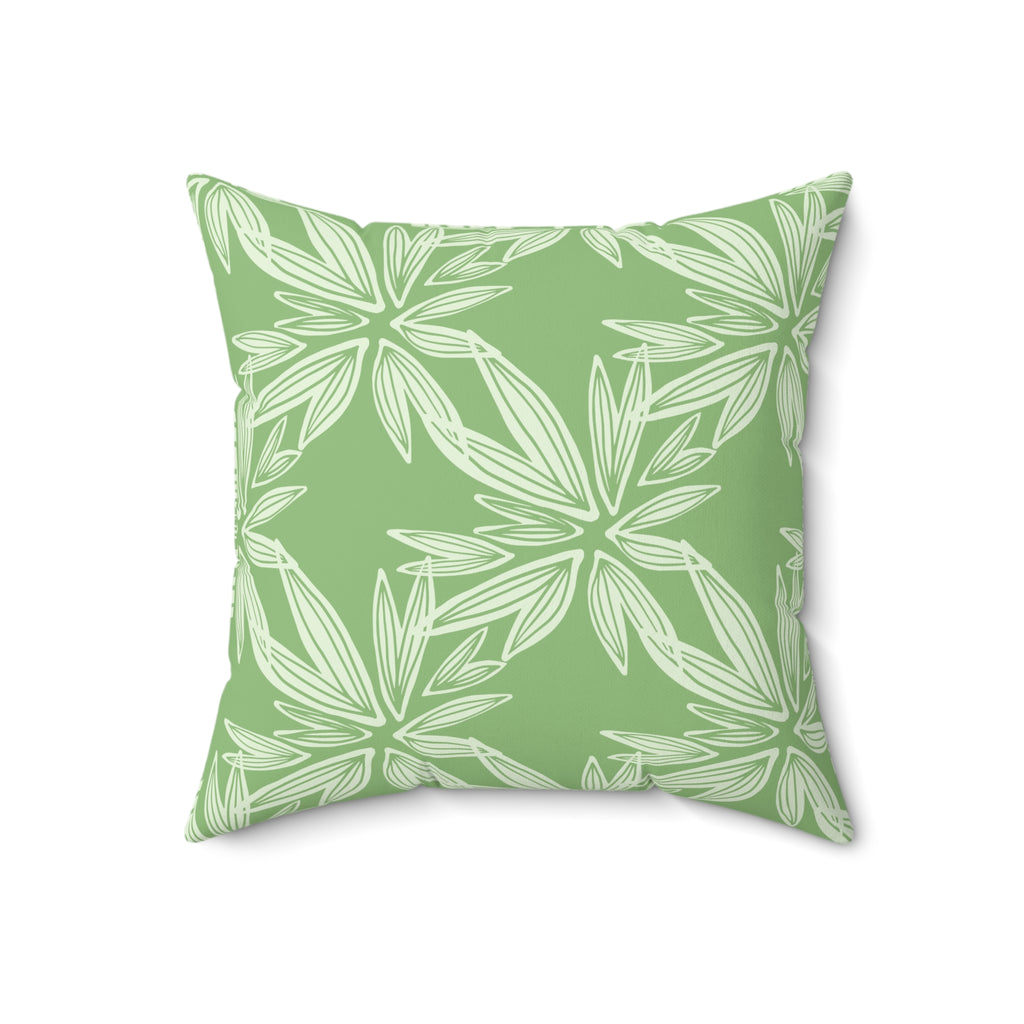 Green Floral Throw Pillow