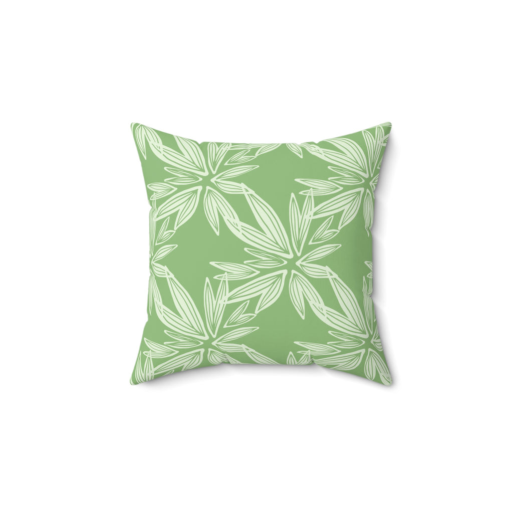 Green Floral Throw Pillow