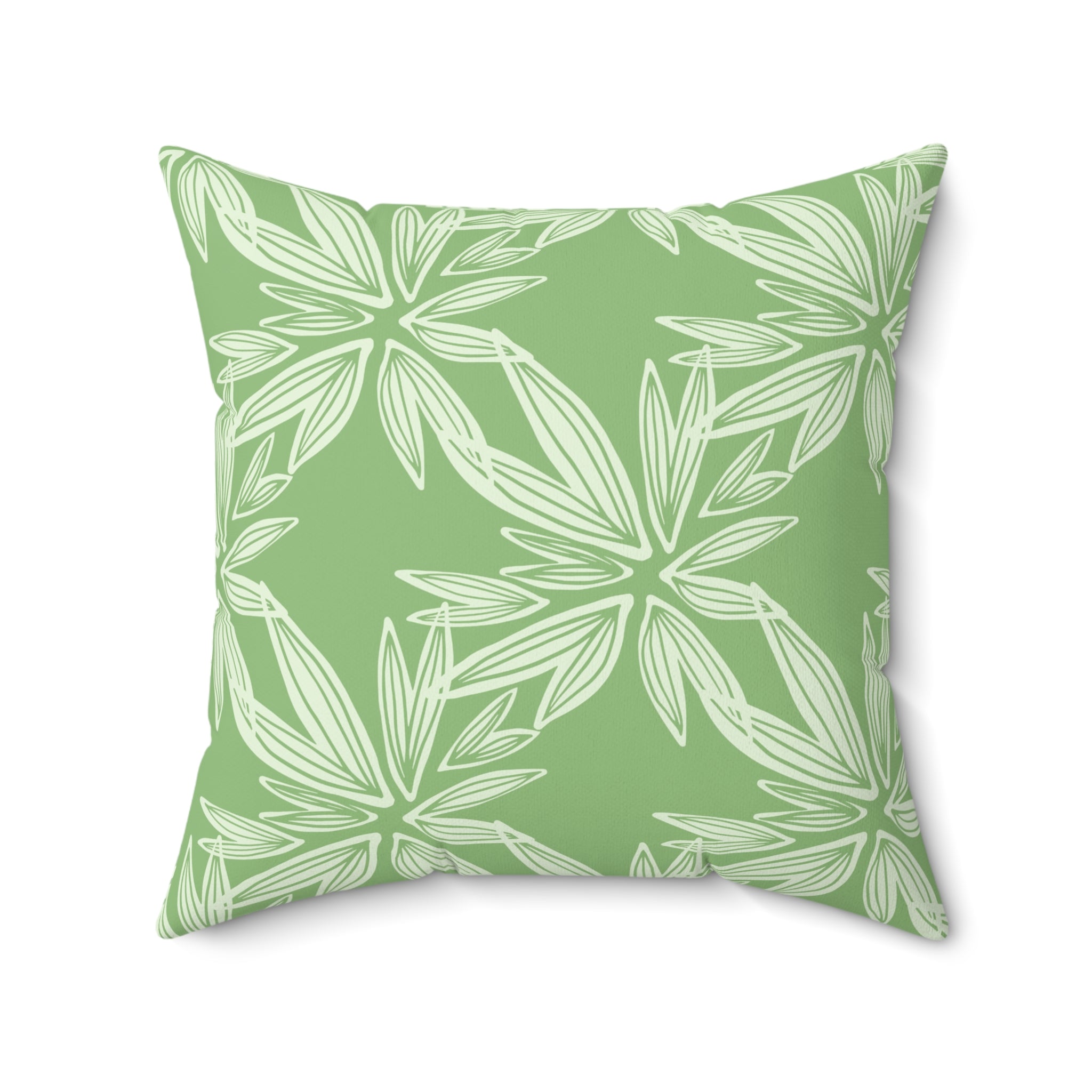 Green Floral Throw Pillow