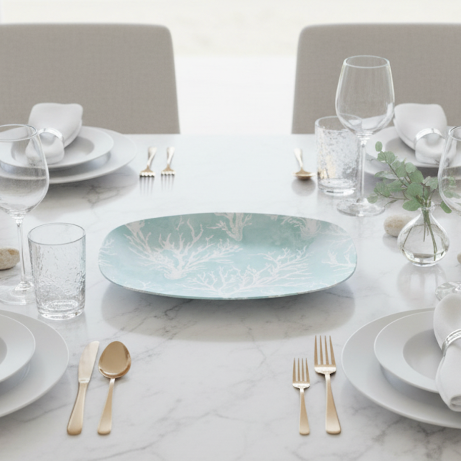 Light Aqua Coral Serving Platter