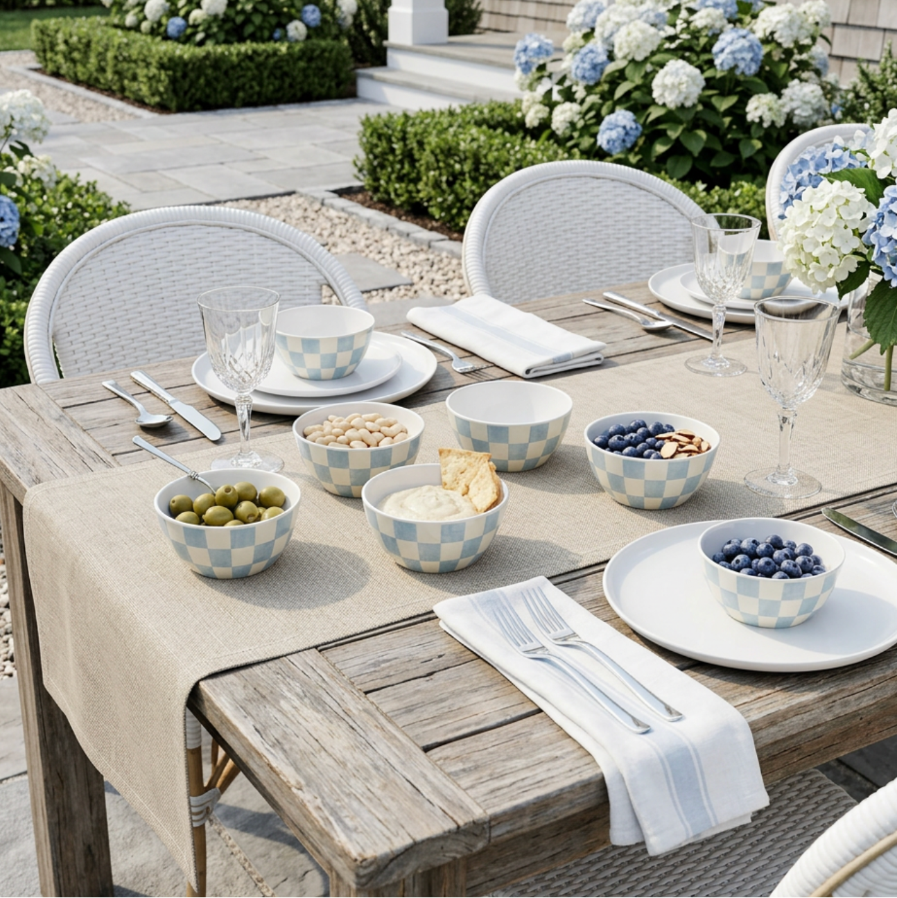 Light Blue Checkered Bowls