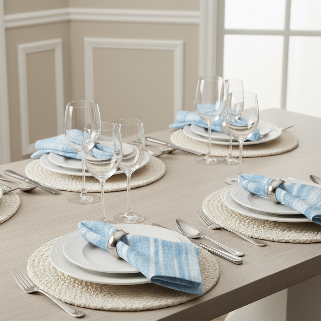 Blue Washed Stripe Cloth Napkins Set of 4