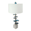Coastal Blue & White Agate Table Lamp with Marble Base