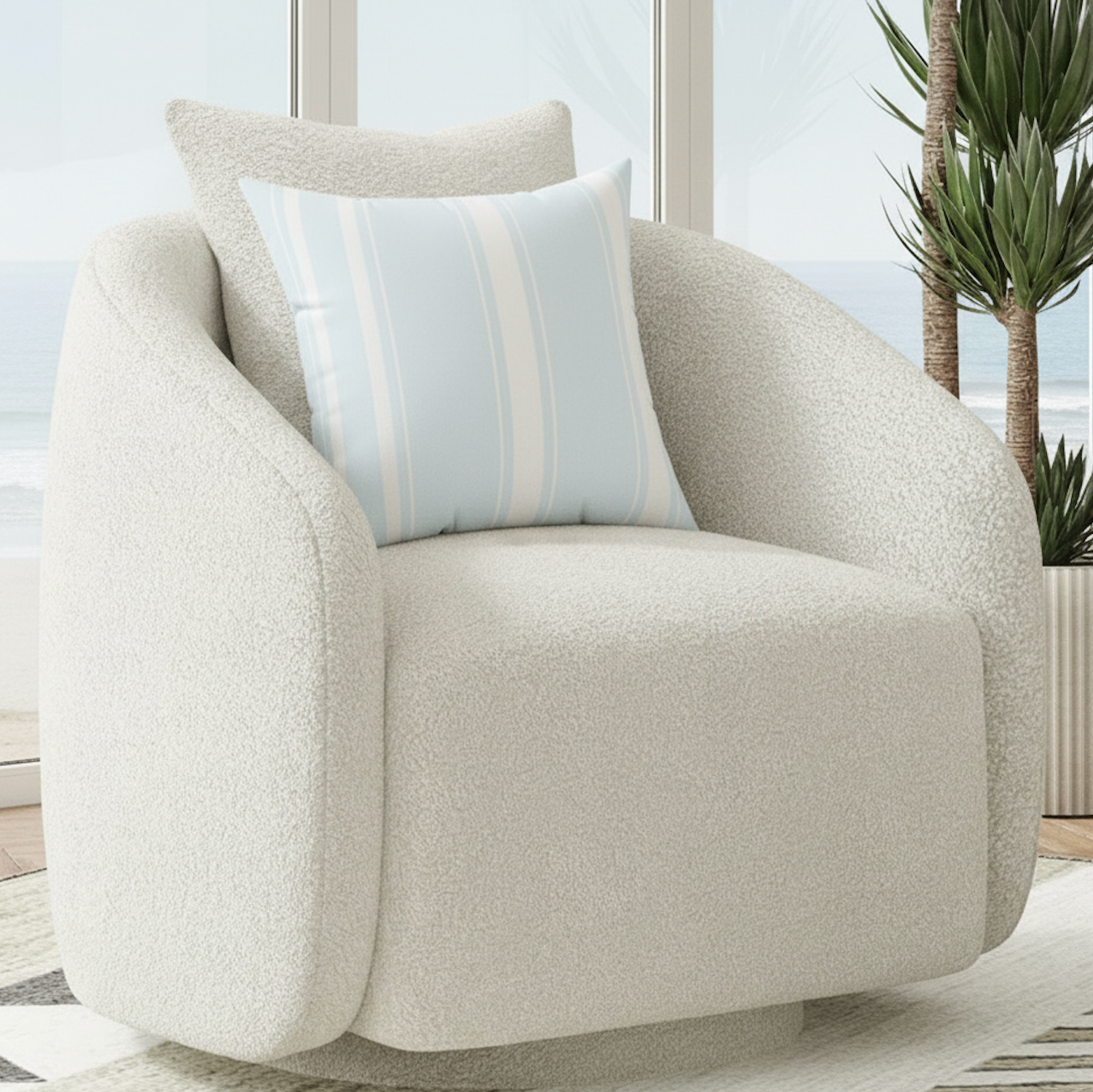 Light Blue Nautical Stripes Pillow