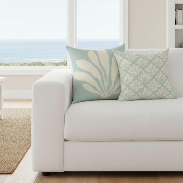 Seafoam Coral Double-Sided Throw Pillow