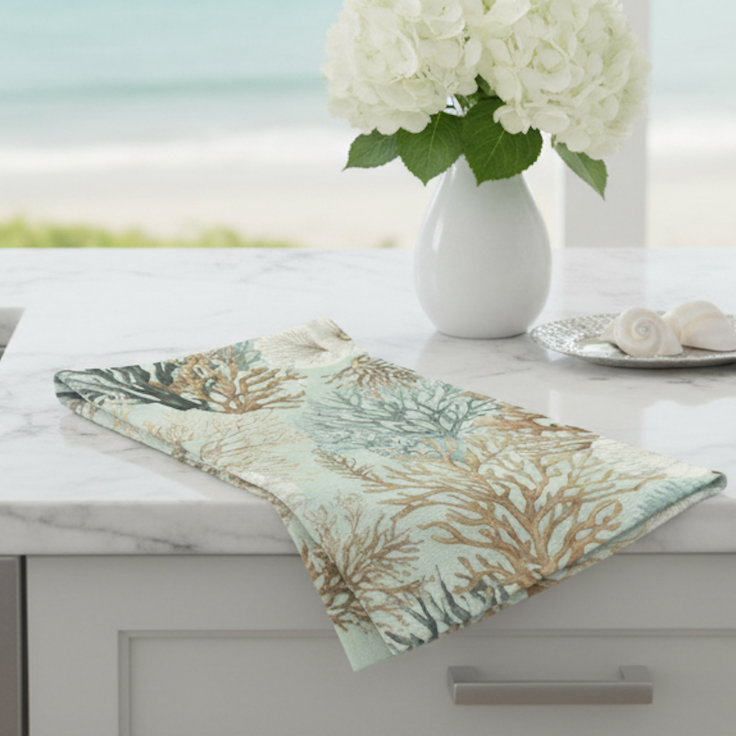 Coastal Coral Reef Kitchen Towel