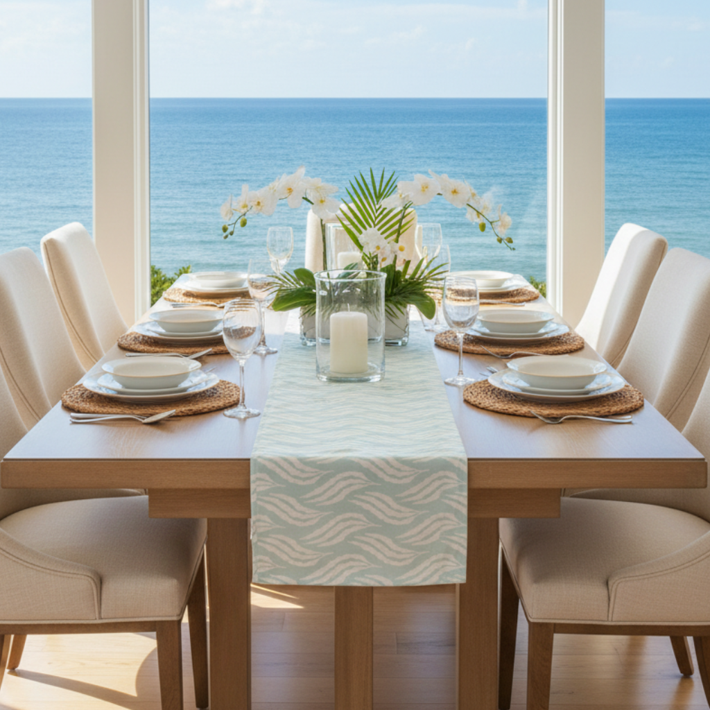Coastal Wave Pattern Table Runner