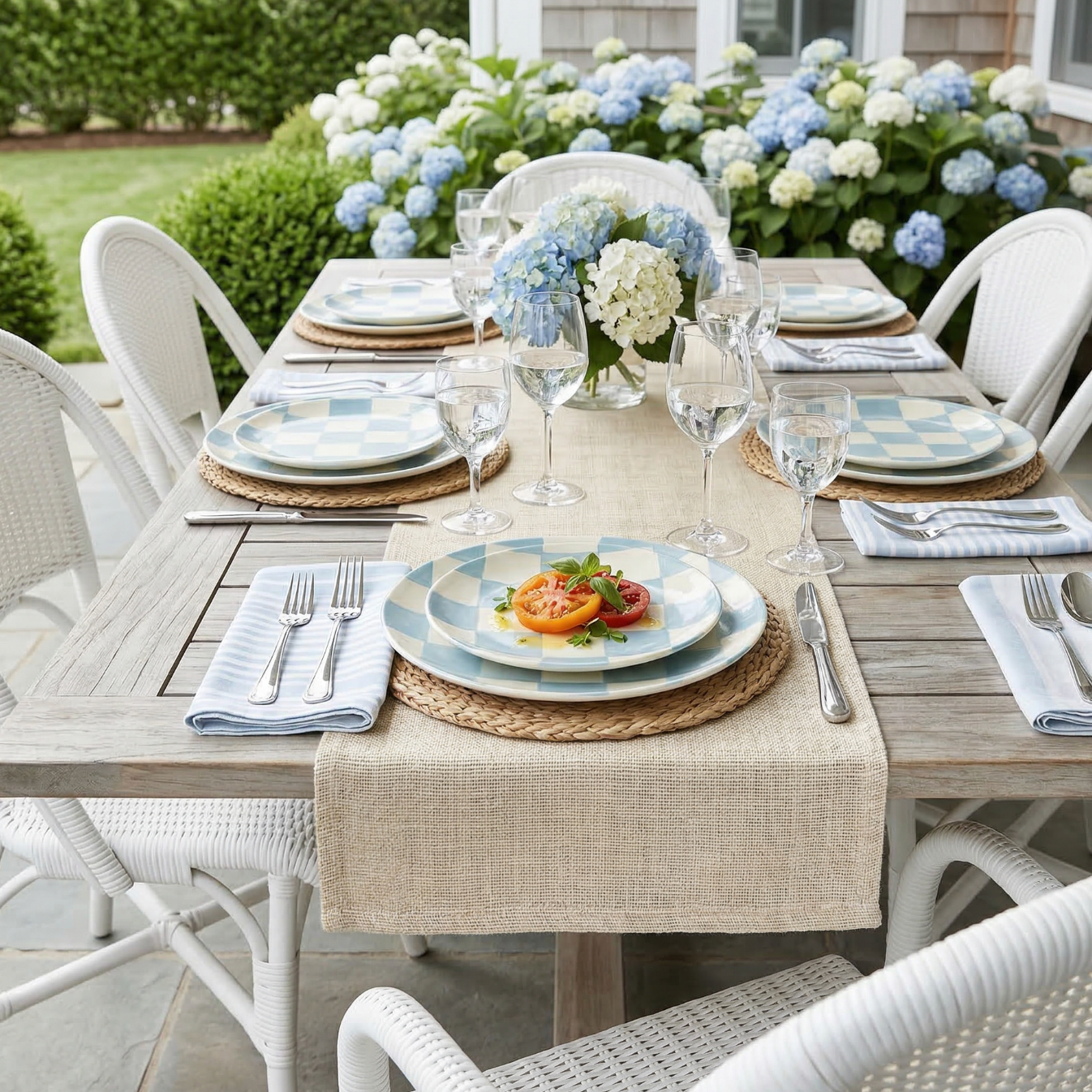 Light Blue Checkered Appetizer plates