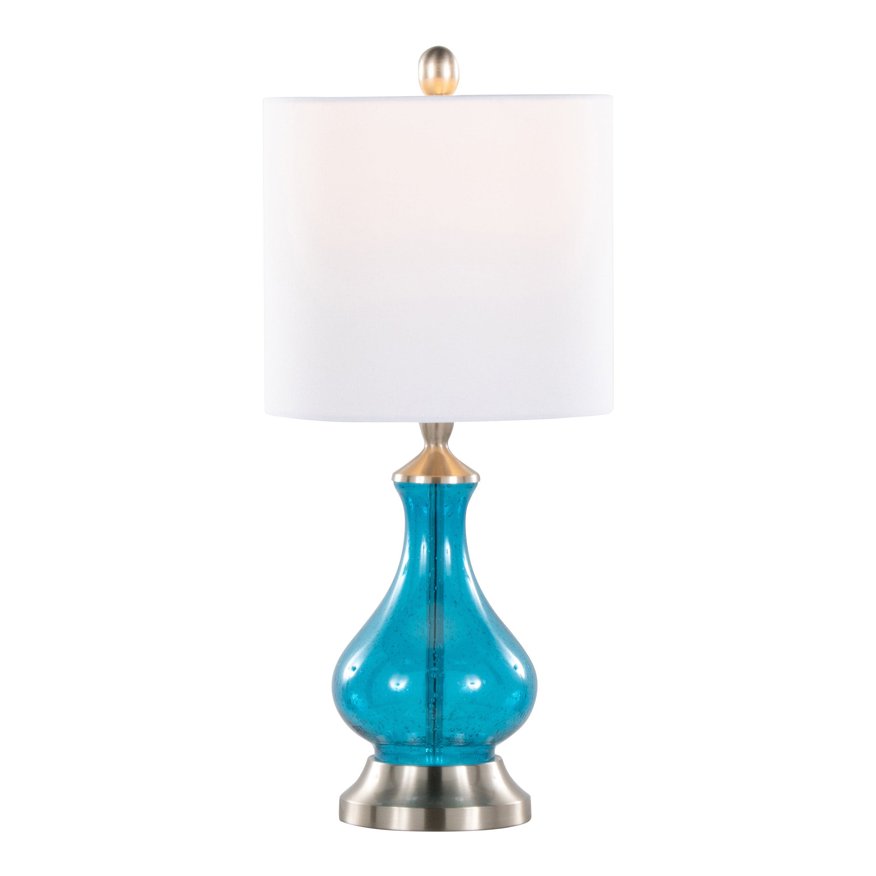 Coastal Blue Seeded Glass Drum Shade Table Lamp