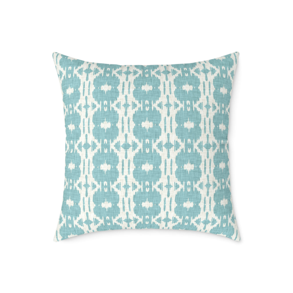 Teal Ikat Pattern Throw Pillow