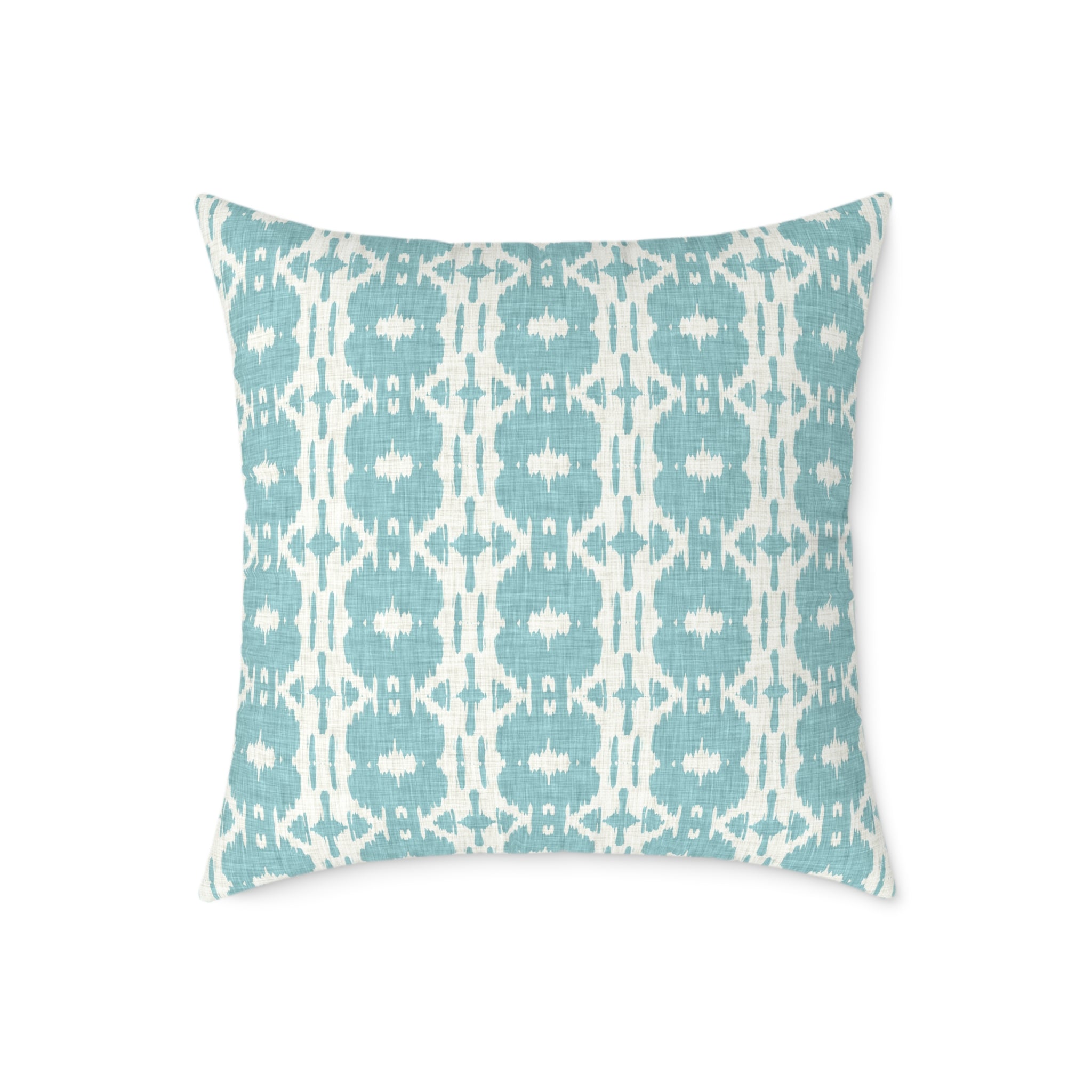 Teal Ikat Pattern Throw Pillow