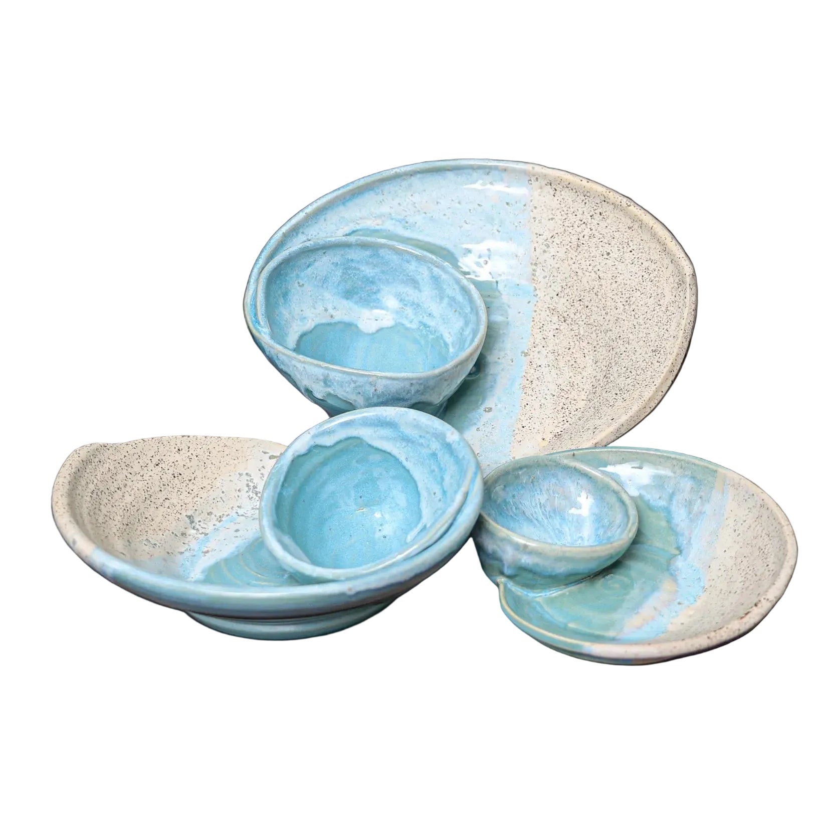 Handmade Coastal Swirly Serving Bowls