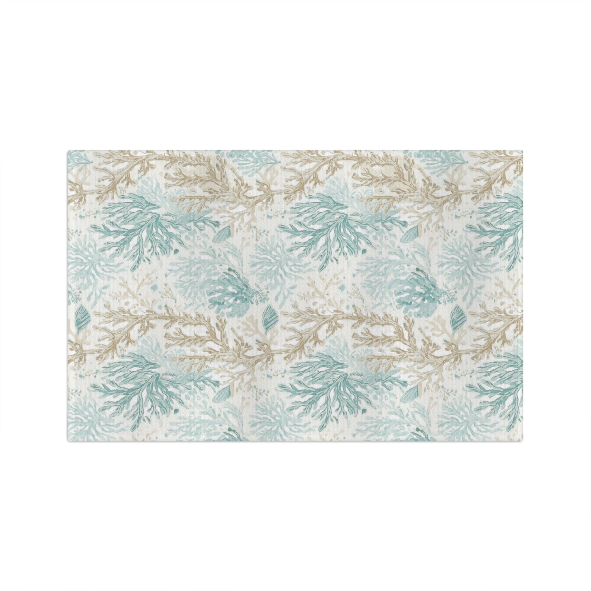 Aqua Coastal Coral Kitchen Towel