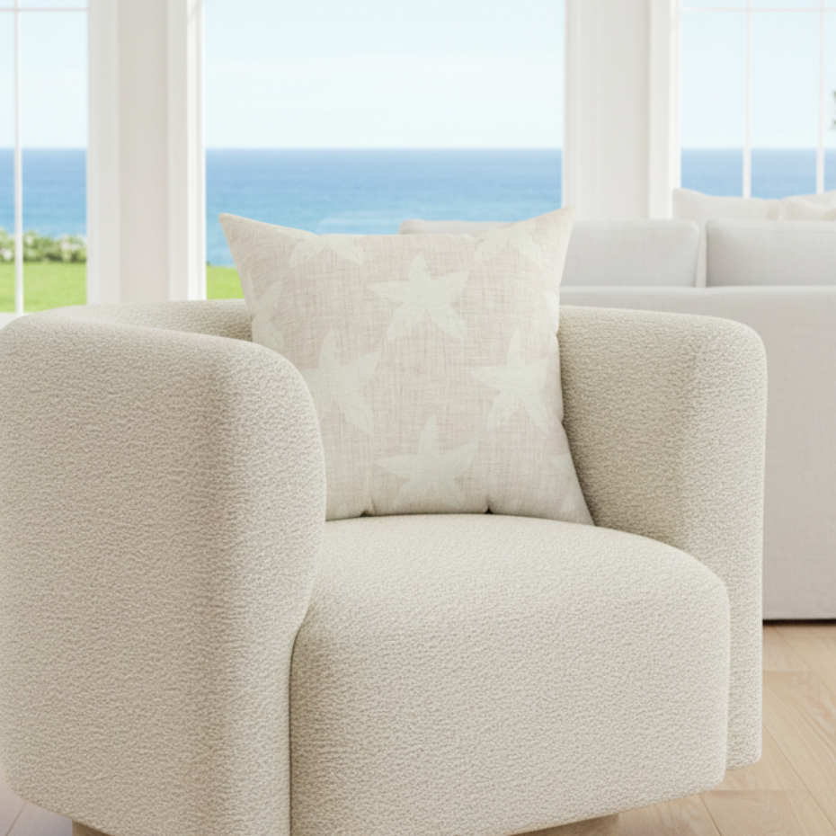 Blush Starfish Pattern Throw Pillow