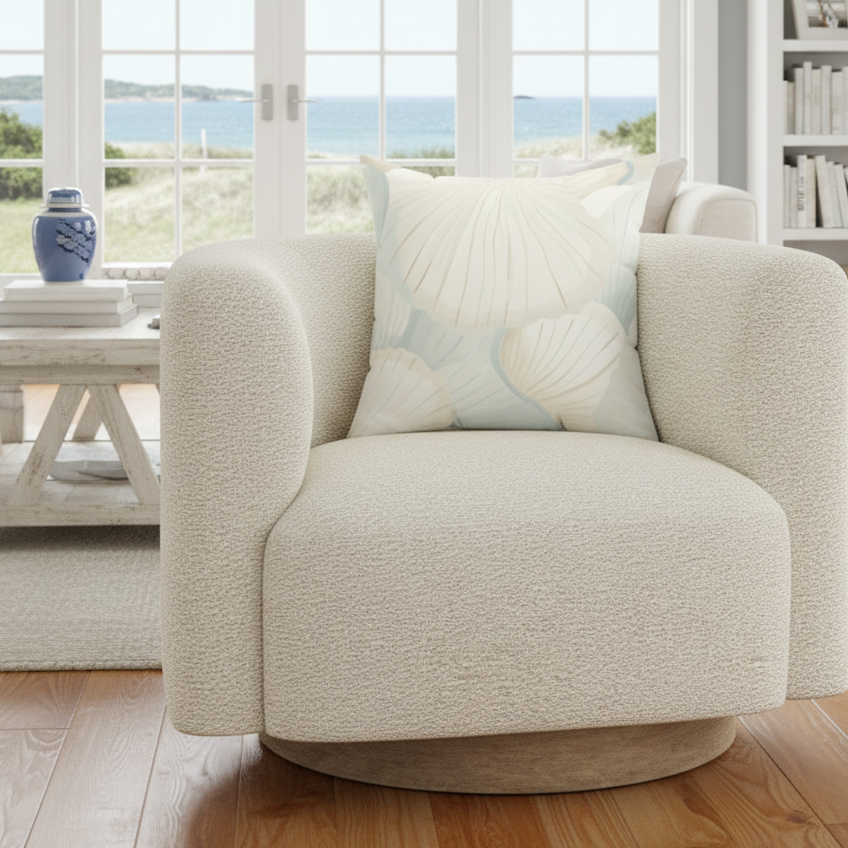 Seafoam Coastal Shells Throw Pillow