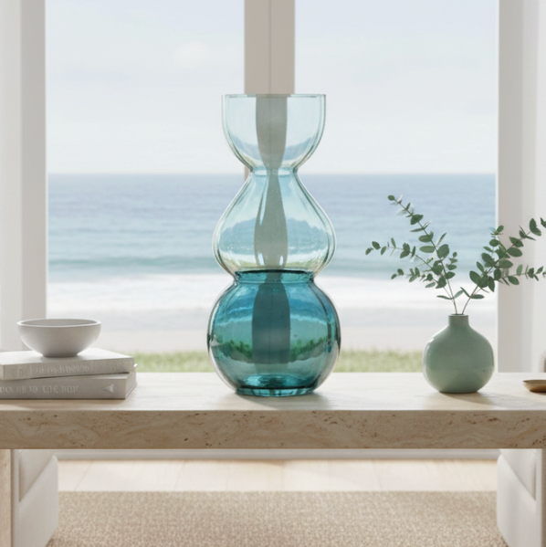 Coastal Handcrafted Decorative Opulent Bauble Glass Vase
