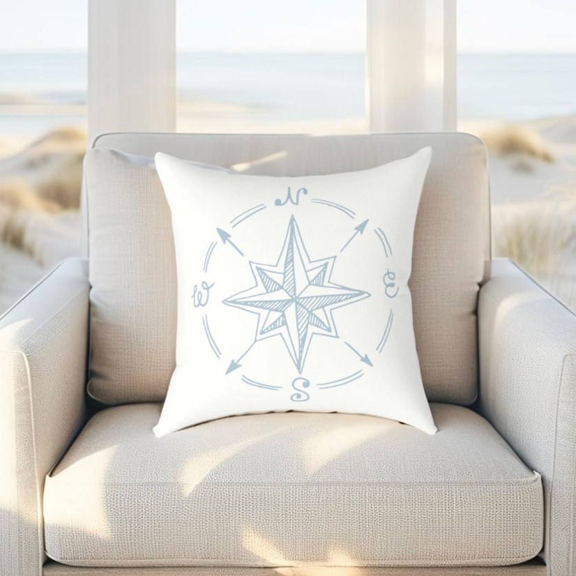 Nautical Compass Throw Pillow