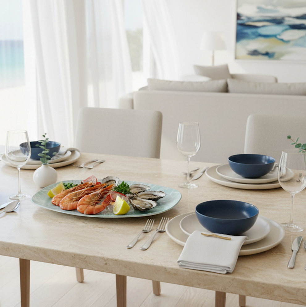 Light Aqua Coral Serving Platter