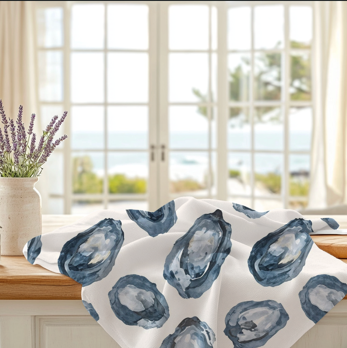 Navy Oyster Kitchen Towel
