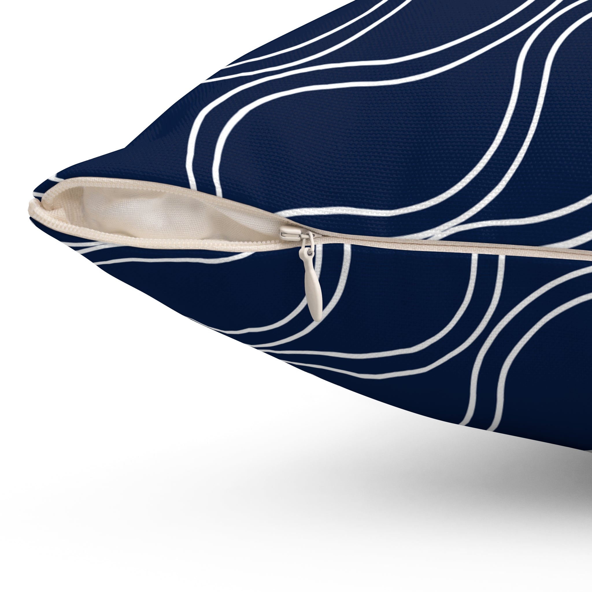 Navy Blue Coastal Wave Throw Pillow