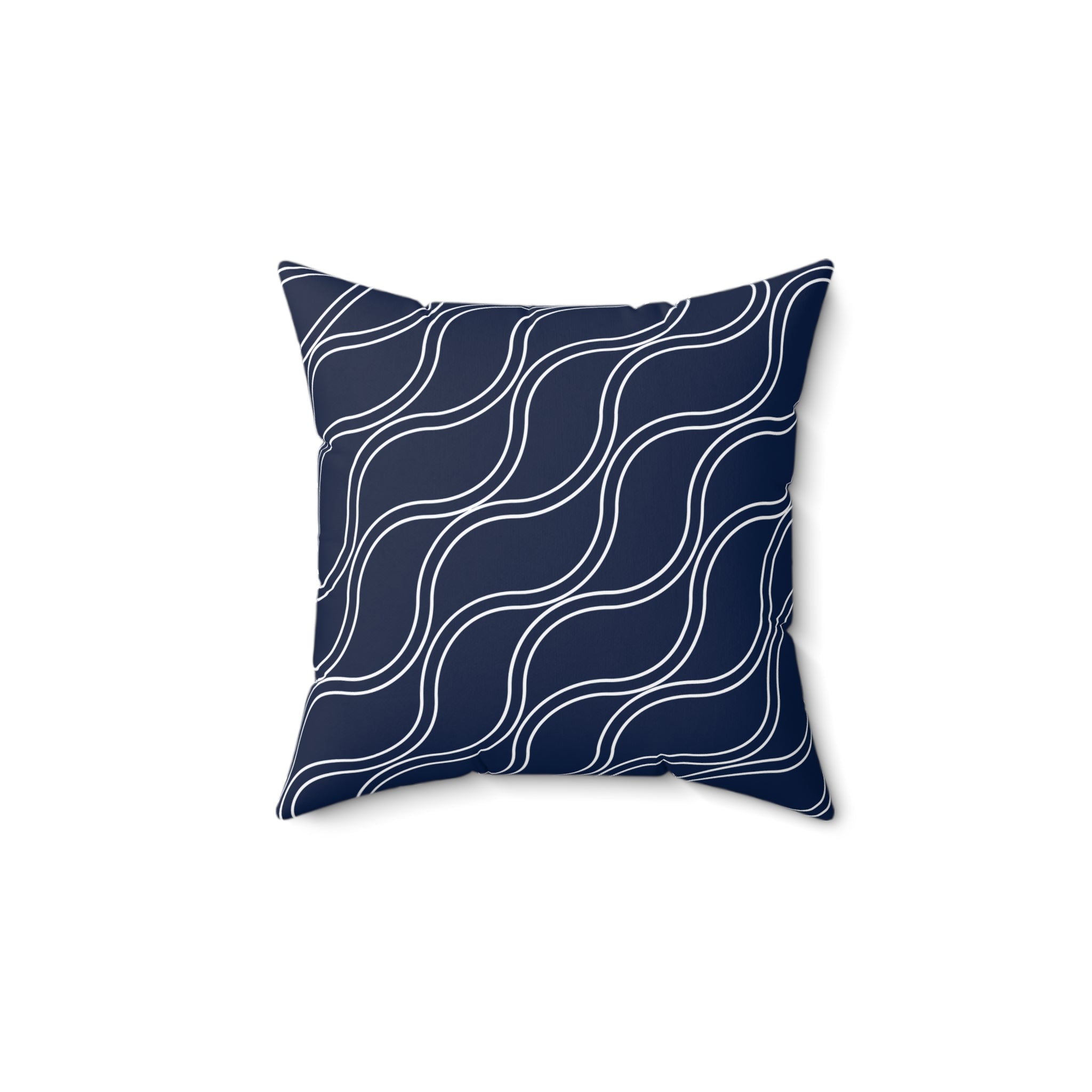 Navy Blue Coastal Wave Throw Pillow