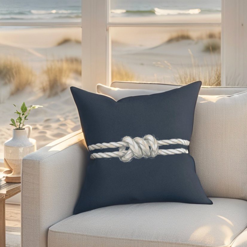 Nautical Knot Square Pillow – Marine Rope Decorative Throw Pillow