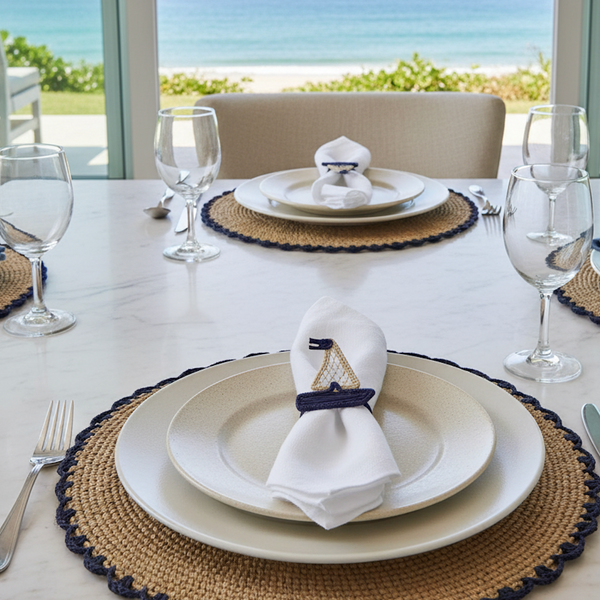 Coastal Sailboat Napkin Rings Set of 4