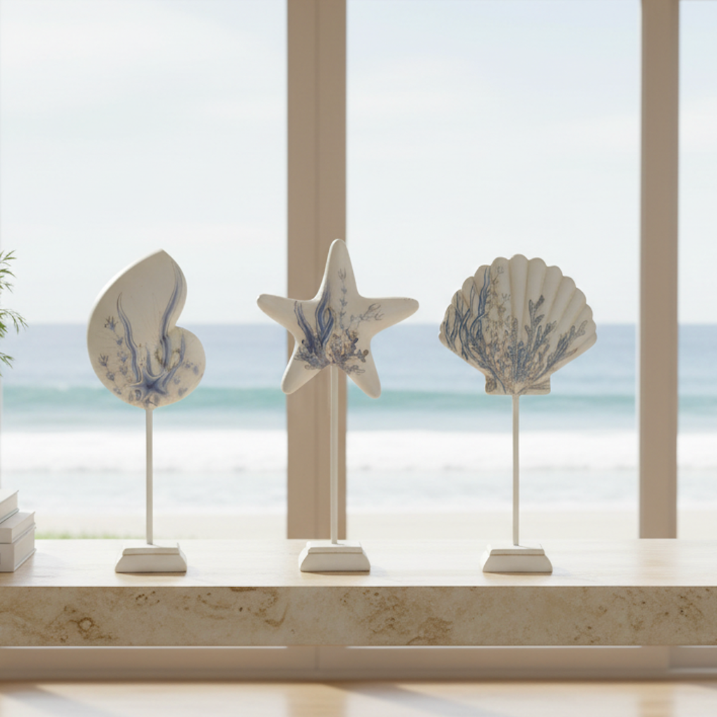 Coastal Sea Life Sculptures Set