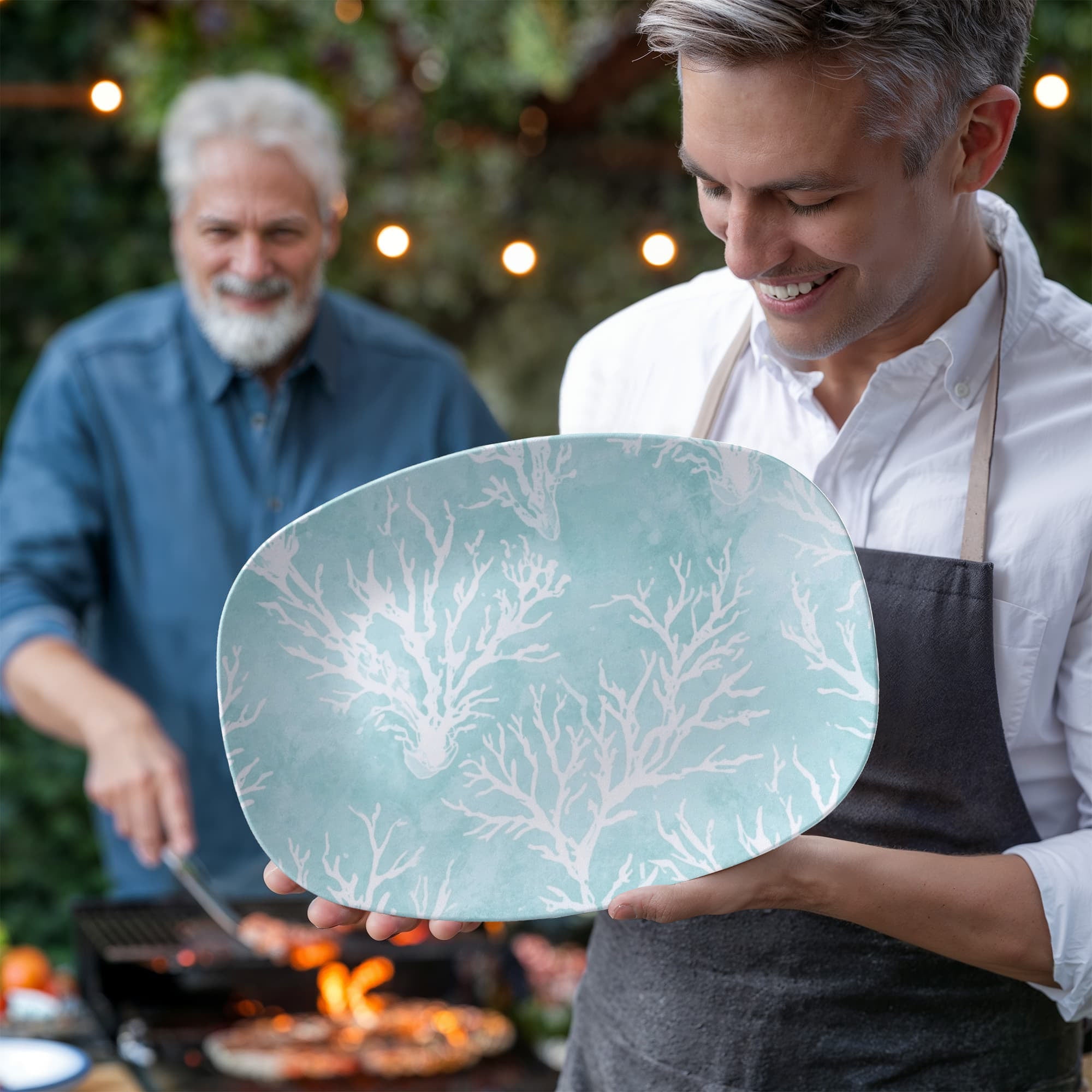 Light Aqua Coral Serving Platter
