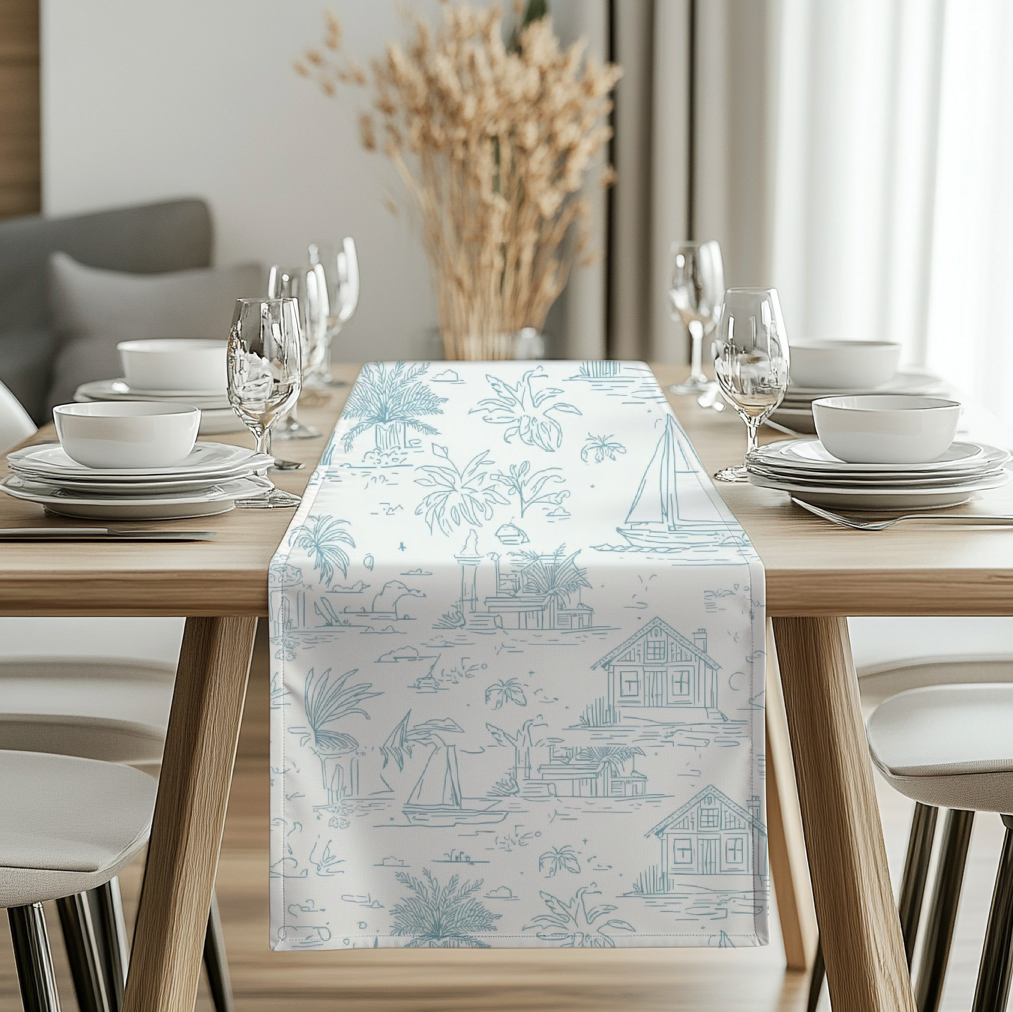 Coastal Toile Table Runner