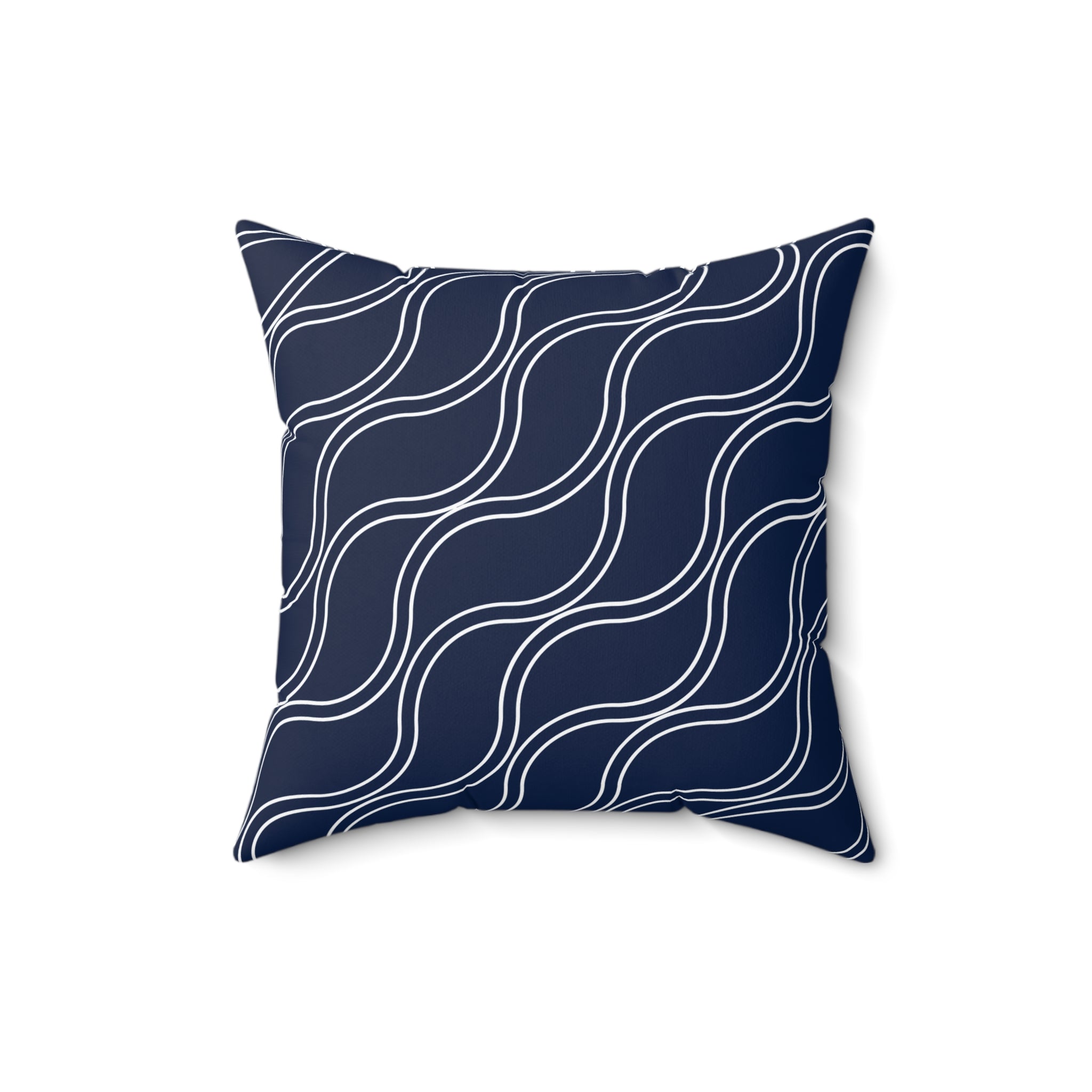 Navy Blue Coastal Wave Throw Pillow
